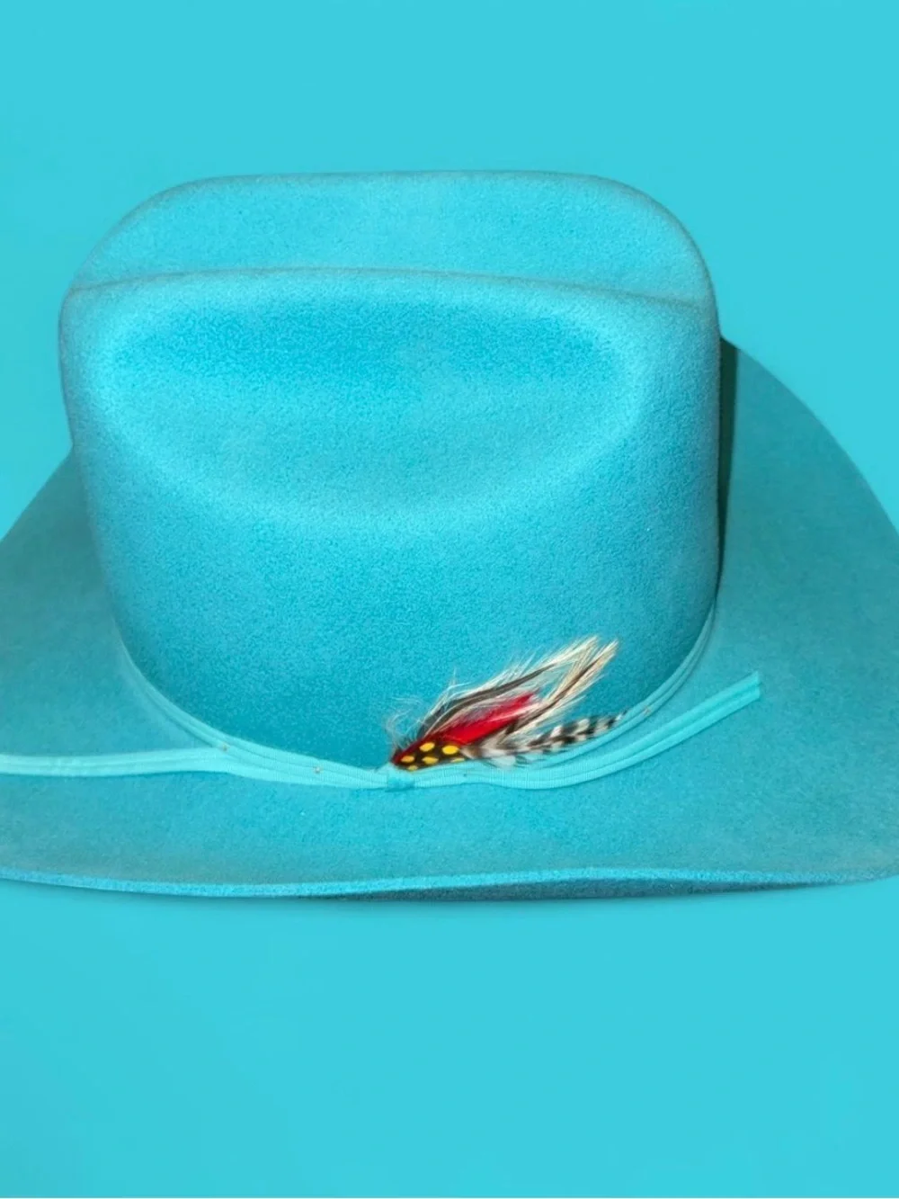 Turquoise Western Felt Cowboy Hat - Unbranded